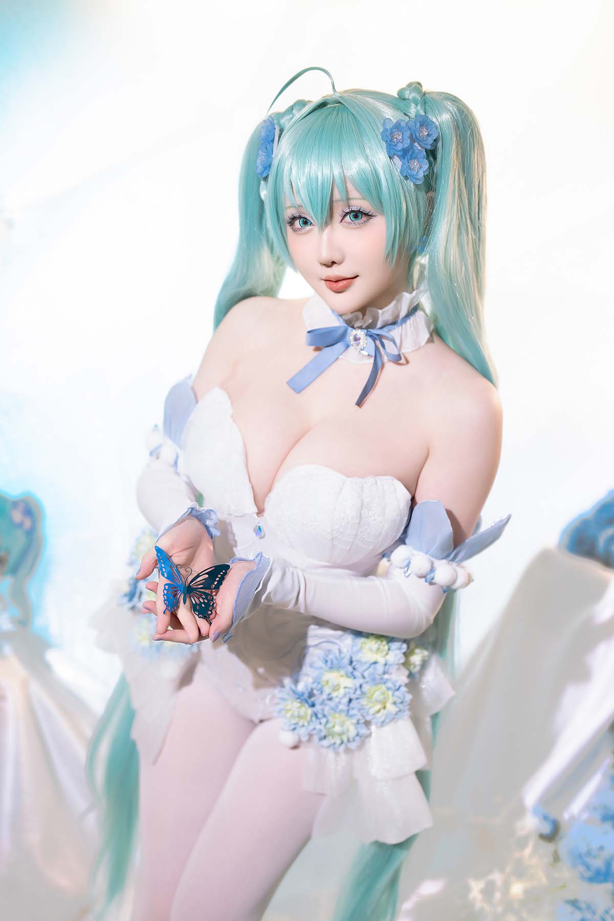 星之迟迟 – 初音未来 粉蝶花精灵 Cosplay-第1张