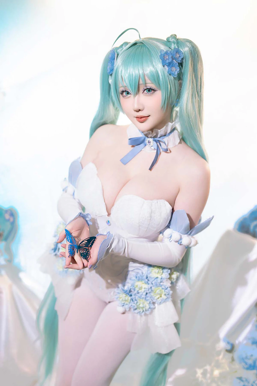 星之迟迟 – 初音未来 粉蝶花精灵 Cosplay-第1张