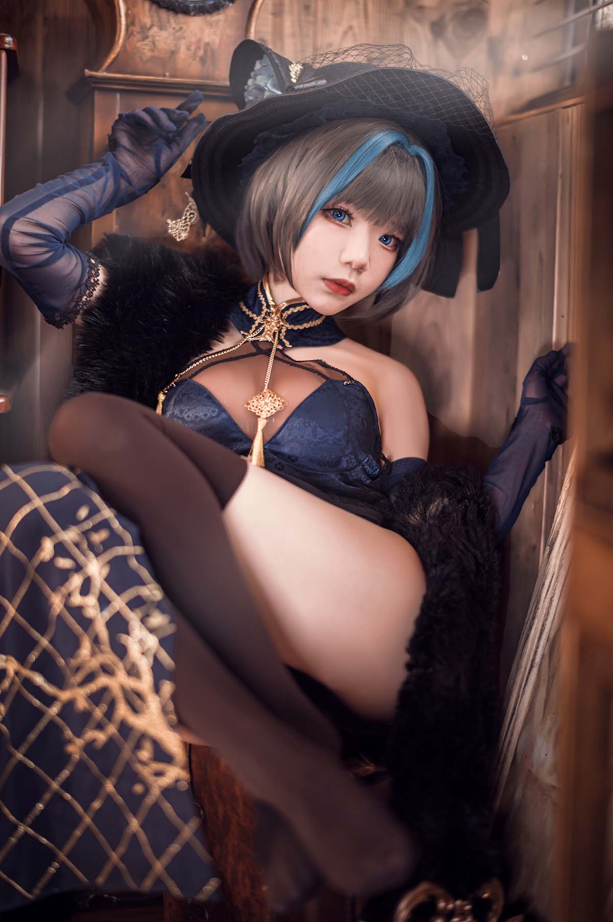 王胖胖u – 柴郡旗袍 Cosplay-第1张