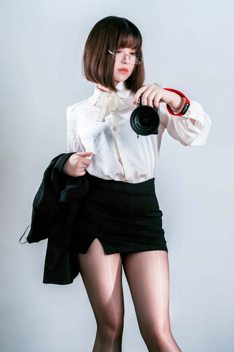 半半子 – 黑丝OL Cosplay-第1张