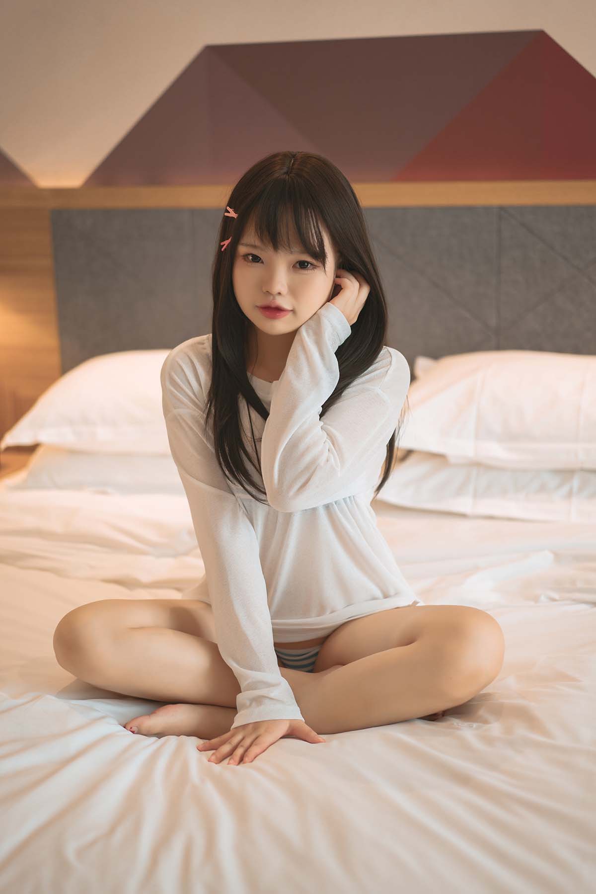 小瑶幺幺 – 蓝白条纹 Cosplay-第1张