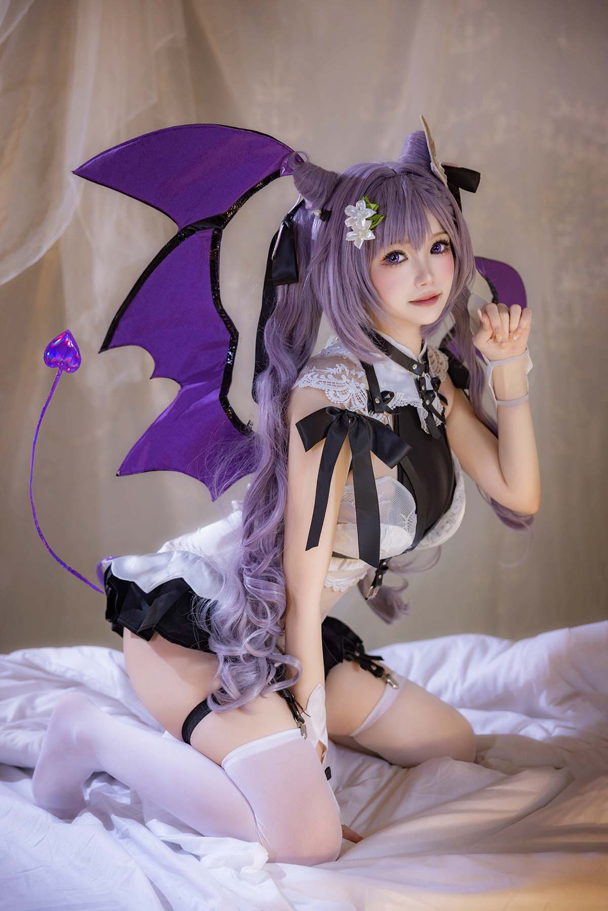 雪晴Astra – 刻晴 恶魔拘束睡衣 Cosplay-第1张
