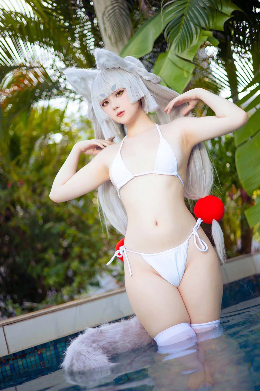 屿鱼 – 兽耳白毛狐狸 Cosplay-第1张