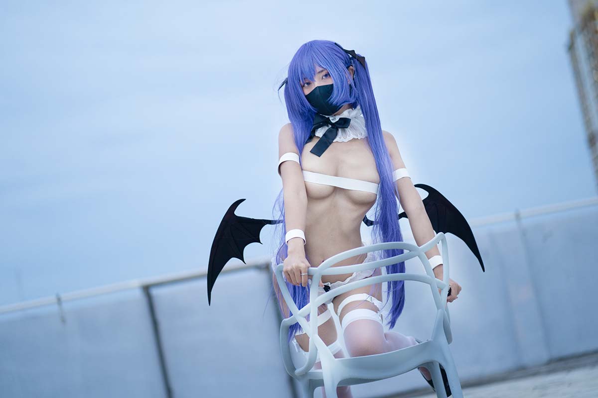 三水子 – 紫色双马尾魅魔 Cosplay-第1张