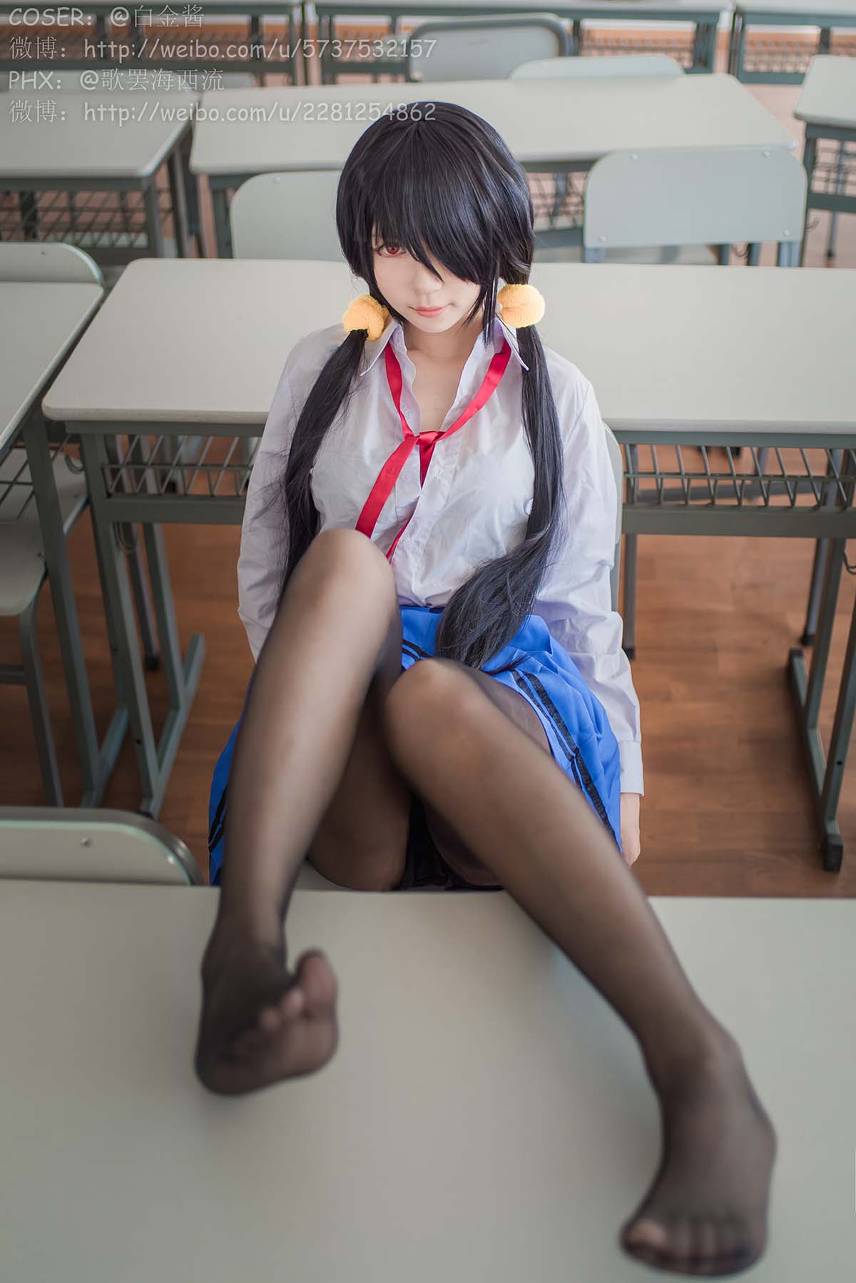白金Saki写真 – 制服黑丝 Cosplay-第1张