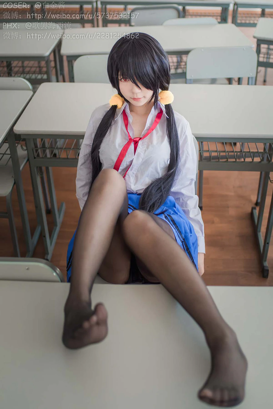 白金Saki写真 – 制服黑丝 Cosplay-第1张
