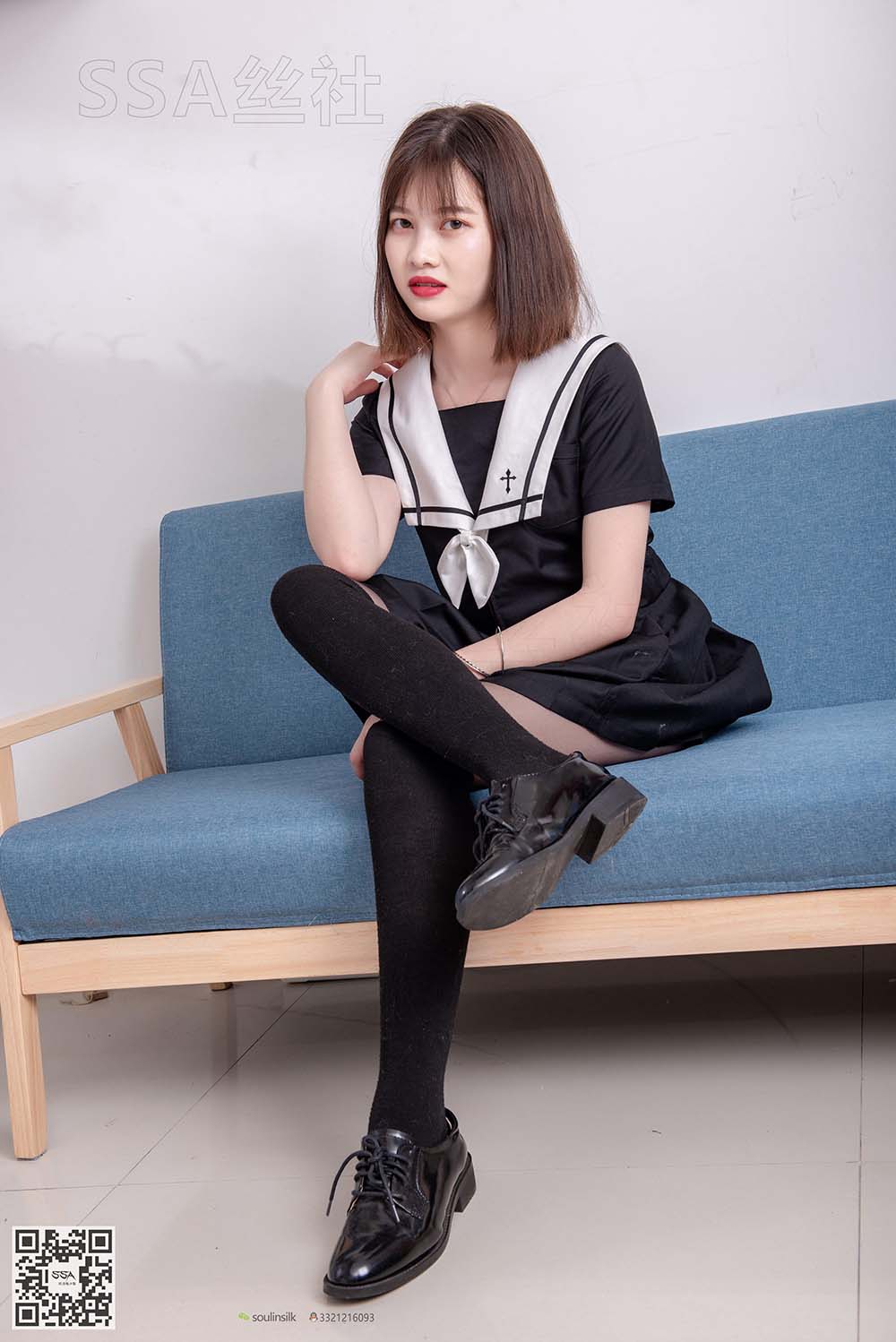 [SSA丝社]NO.113 穗子 黑色系JK制服腿模 SSA丝社-第1张