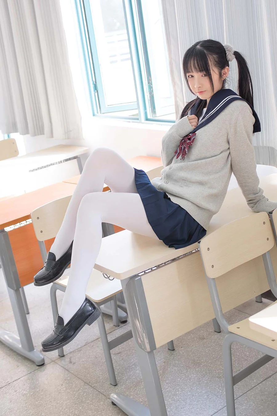 森萝财团写真 SSR-004 双马尾教室JK白丝 SLCT森萝财团-第1张