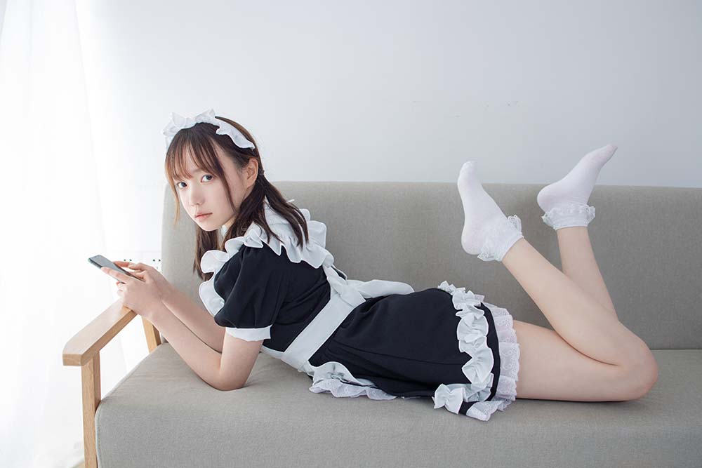森萝财团写真 JKFUN-百元系列2-2《蕾丝花边短袜女仆》Aika SLCT森萝财团-第2张