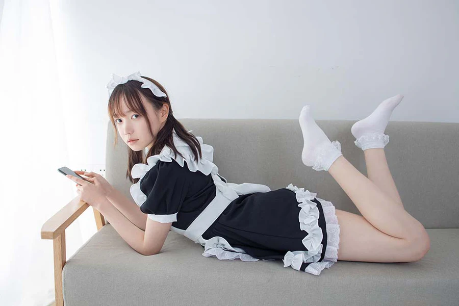 森萝财团写真 JKFUN-百元系列2-2《蕾丝花边短袜女仆》Aika SLCT森萝财团-第2张