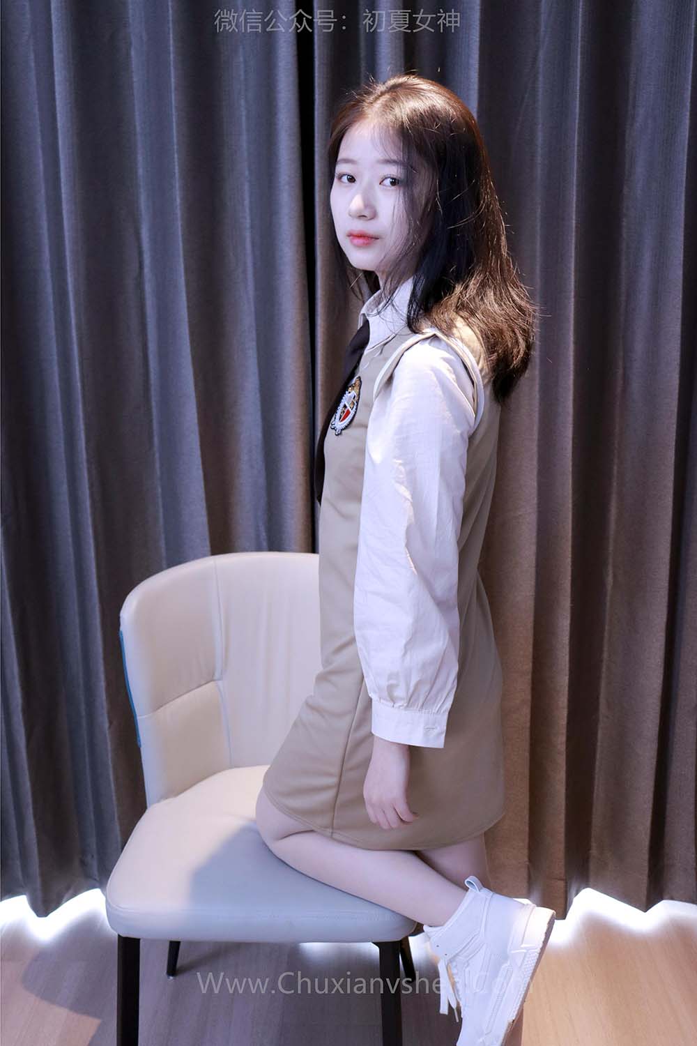 初夏女神 NO.018 念念 秋冬学院风显瘦连衣裙S码搭配 CXNS初夏女神-第1张