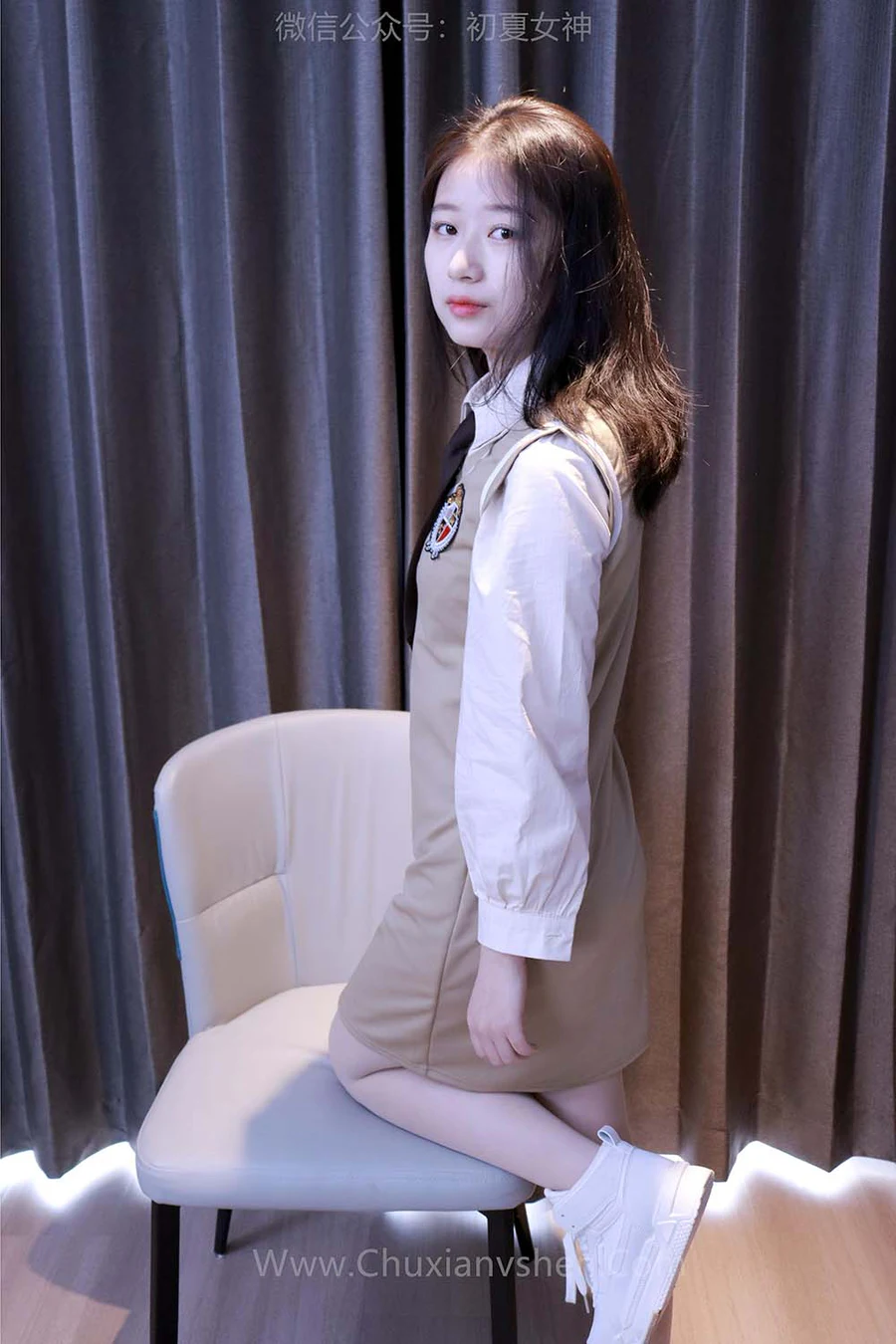 初夏女神 NO.018 念念 秋冬学院风显瘦连衣裙S码搭配 CXNS初夏女神-第1张