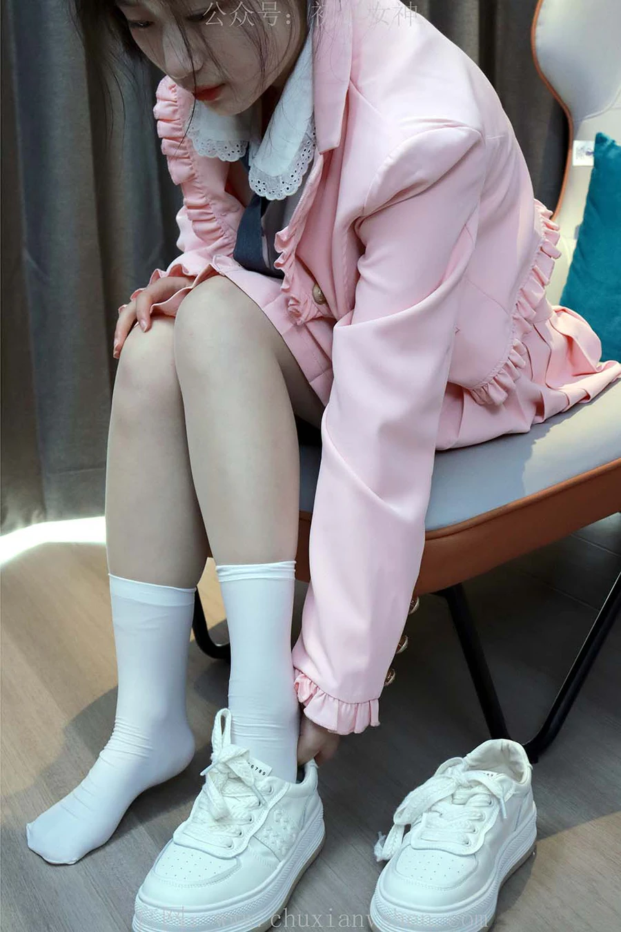 初夏女神 NO.012 念念 S码粉色JK套搭配36码小白鞋 CXNS初夏女神-第2张