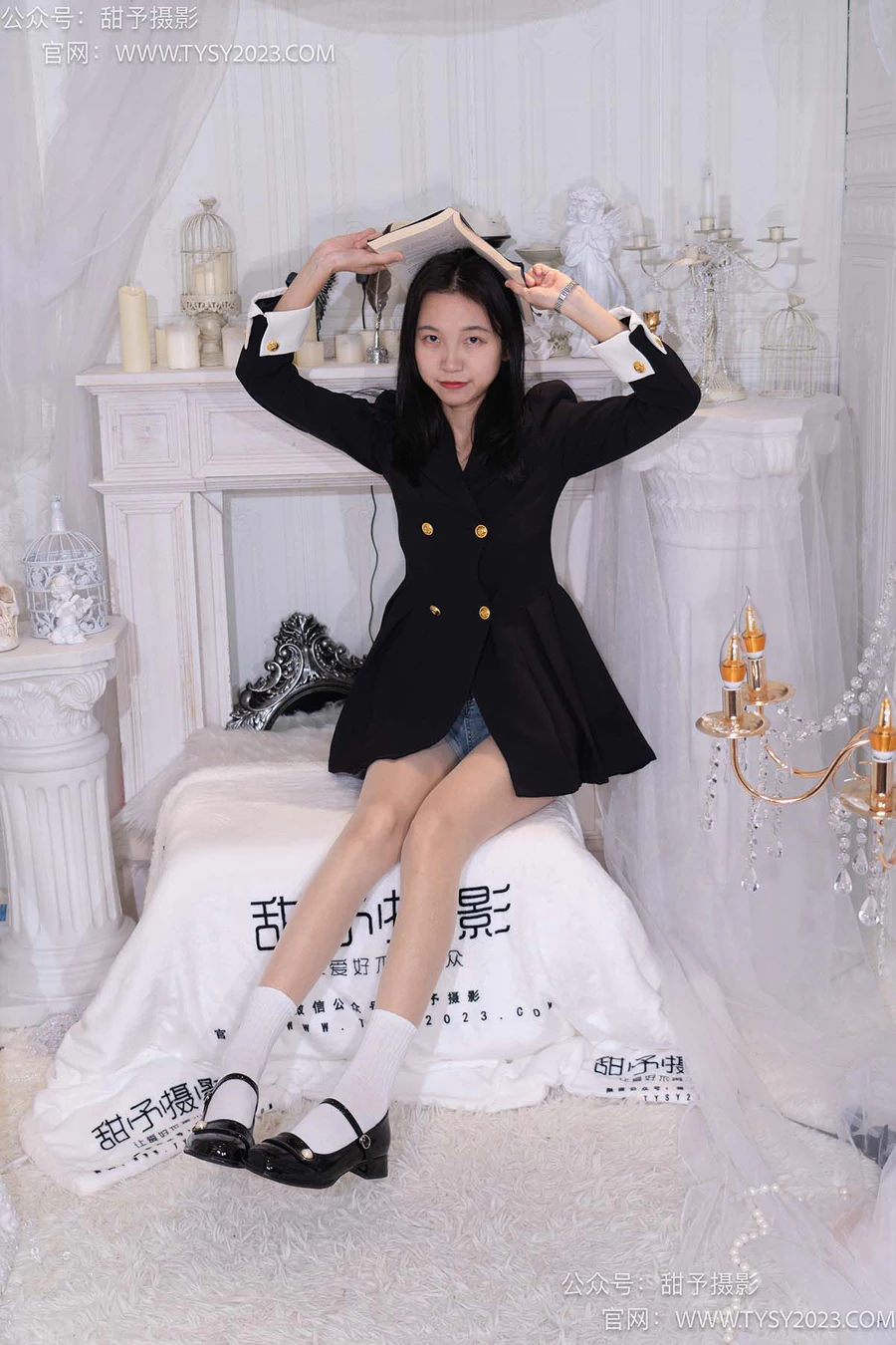 甜予摄影 NO.075 小桃-皮鞋、白棉袜、肉丝（脚尖加固款） TYSY甜予摄影-第1张