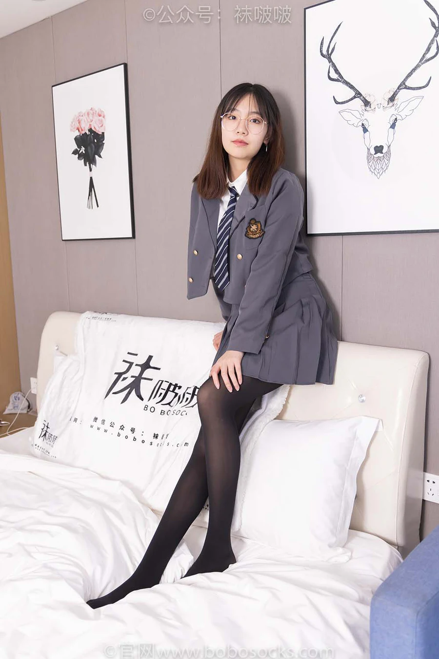 [BoBoSocks袜啵啵]NO.060 小甜豆-JK制服、皮鞋、厚黑丝 BoBoSocks袜啵啵-第2张