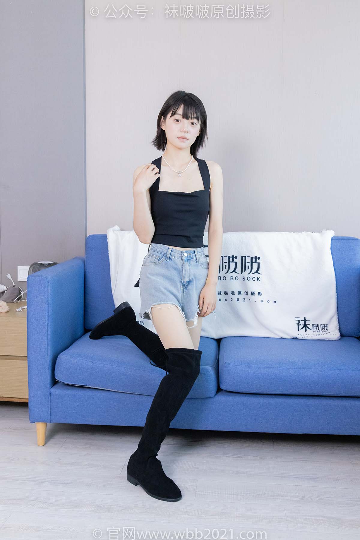 [BoBoSocks袜啵啵]NO.422 糯米-长靴、白棉袜、肉丝 BoBoSocks袜啵啵-第1张