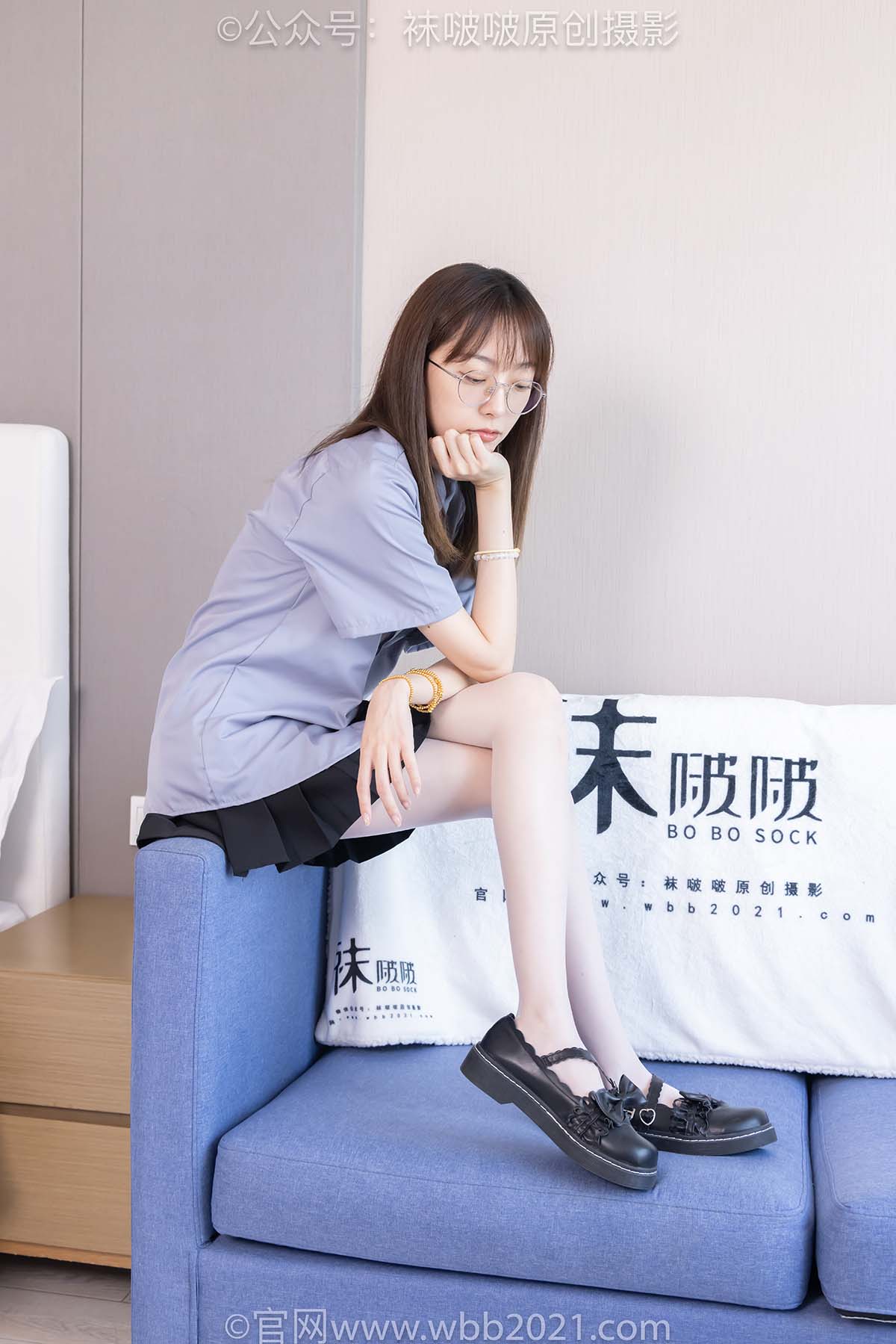 [BoBoSocks袜啵啵]NO.460 稚予-JK制服、皮鞋、帆布鞋、薄白丝 BoBoSocks袜啵啵-第1张