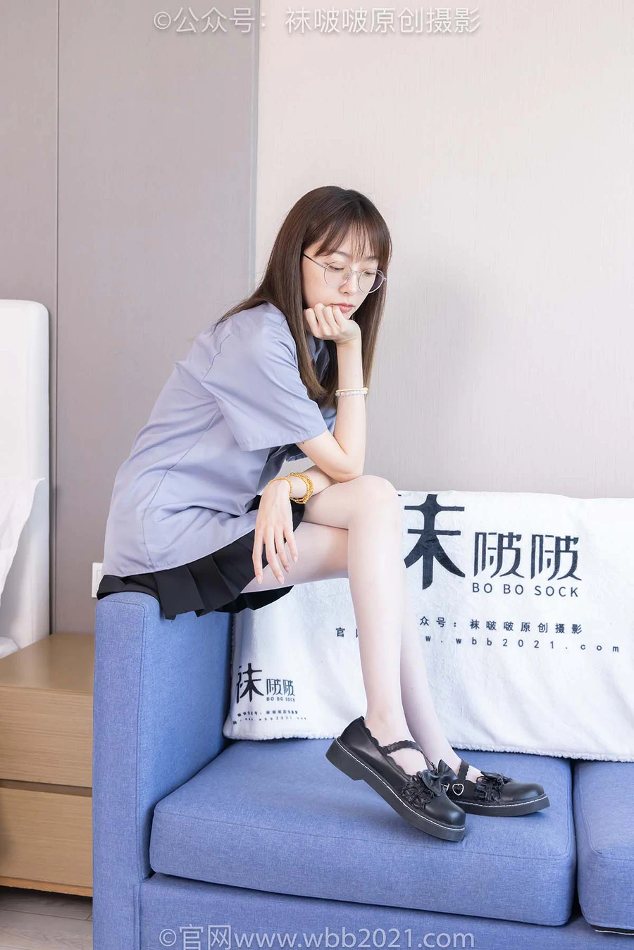 [BoBoSocks袜啵啵]NO.460 稚予-JK制服、皮鞋、帆布鞋、薄白丝 BoBoSocks袜啵啵-第1张