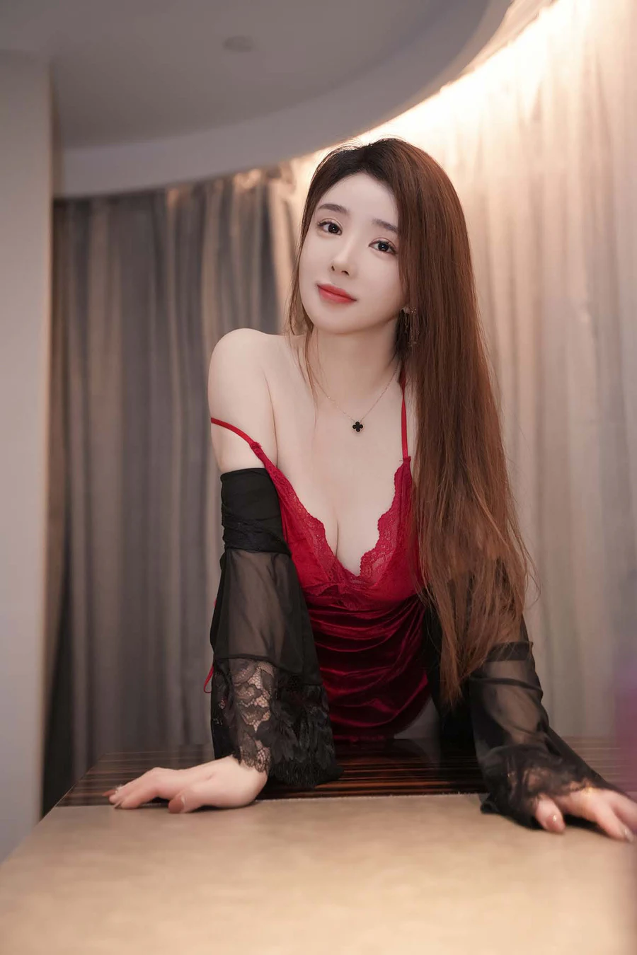 雨儿baby 红色吊带睡裙 JPJX极品精选-第1张