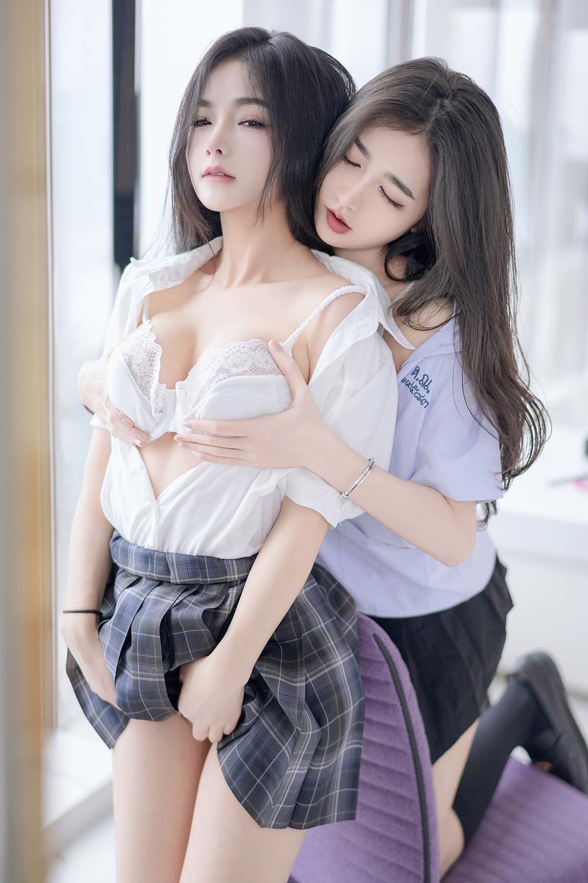 秀人名模鱼尾fish+谭小灵 – 《双人JK》 JPJX极品精选-第1张