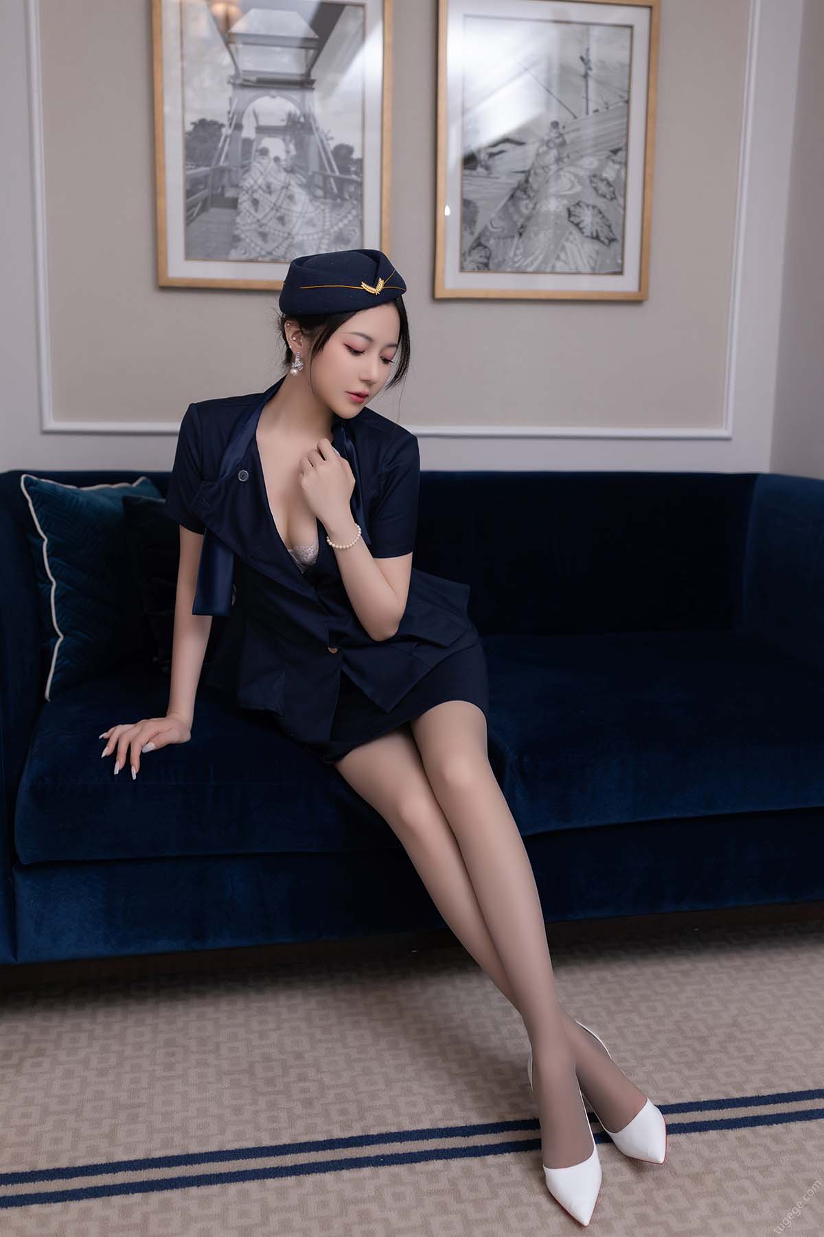 秀人名模鱼子酱Fish《空姐制服》写真 JPJX极品精选-第1张