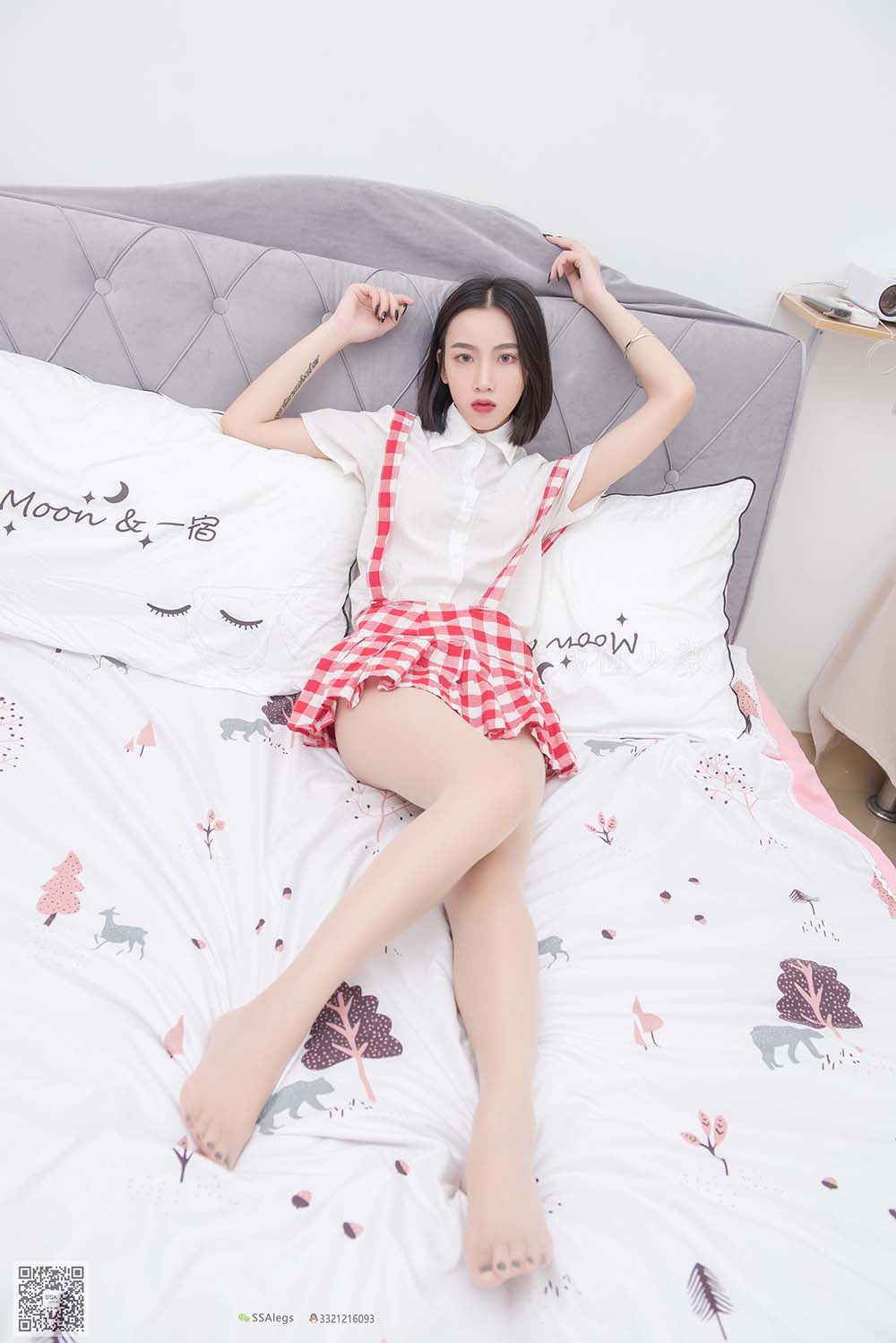 [SSA丝社]超清写真 NO.033 大大 红白格子齐臀超短裙肉丝 SSA丝社超清-第2张