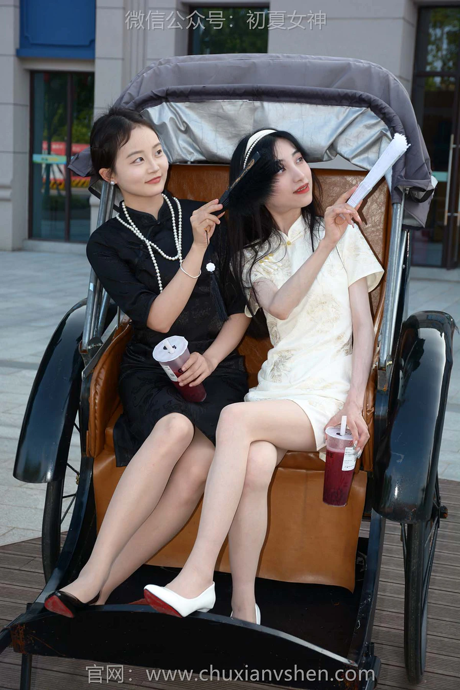 初夏女神 NO.279 柒柒、双双 黑白旗袍 CXNS初夏女神-第1张