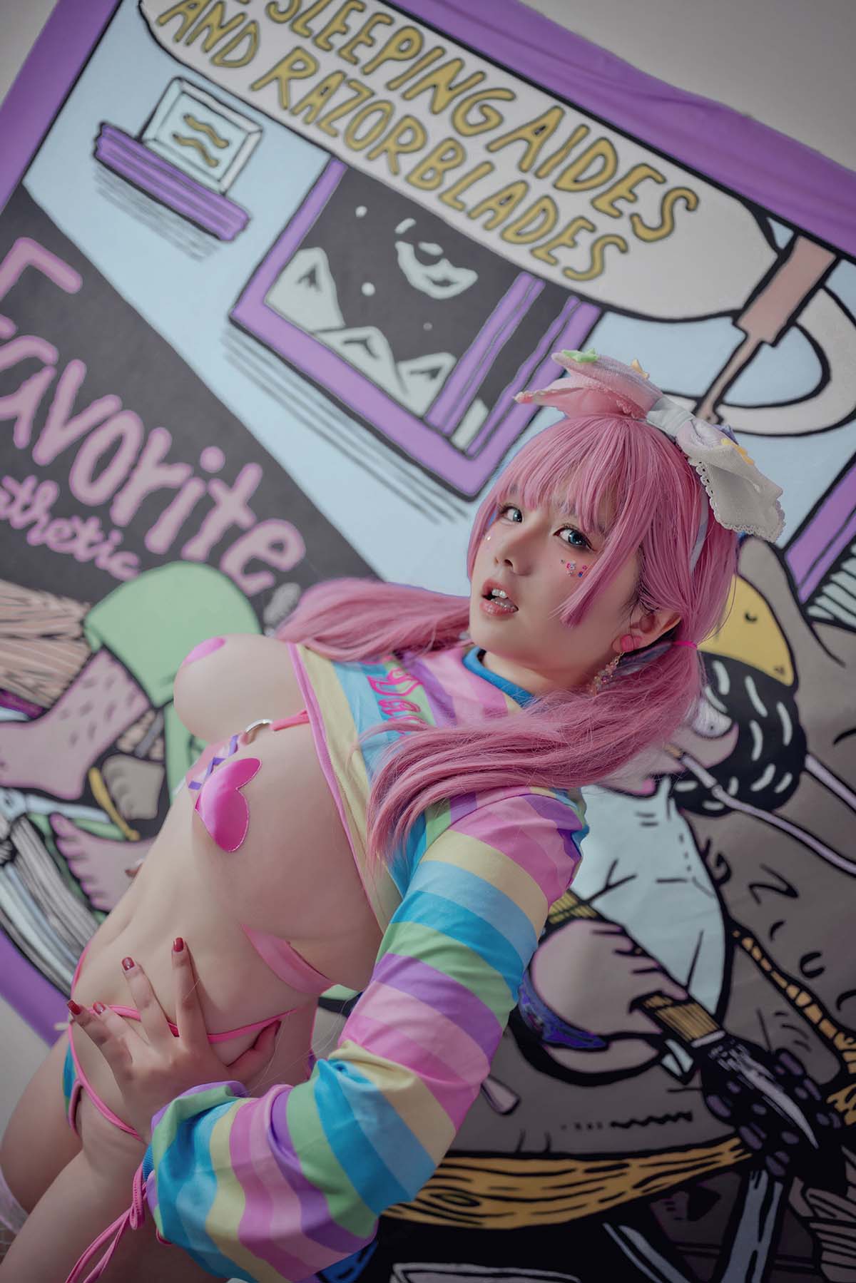 阿半今天很开心 – 粉色双马尾 Cosplay-第1张