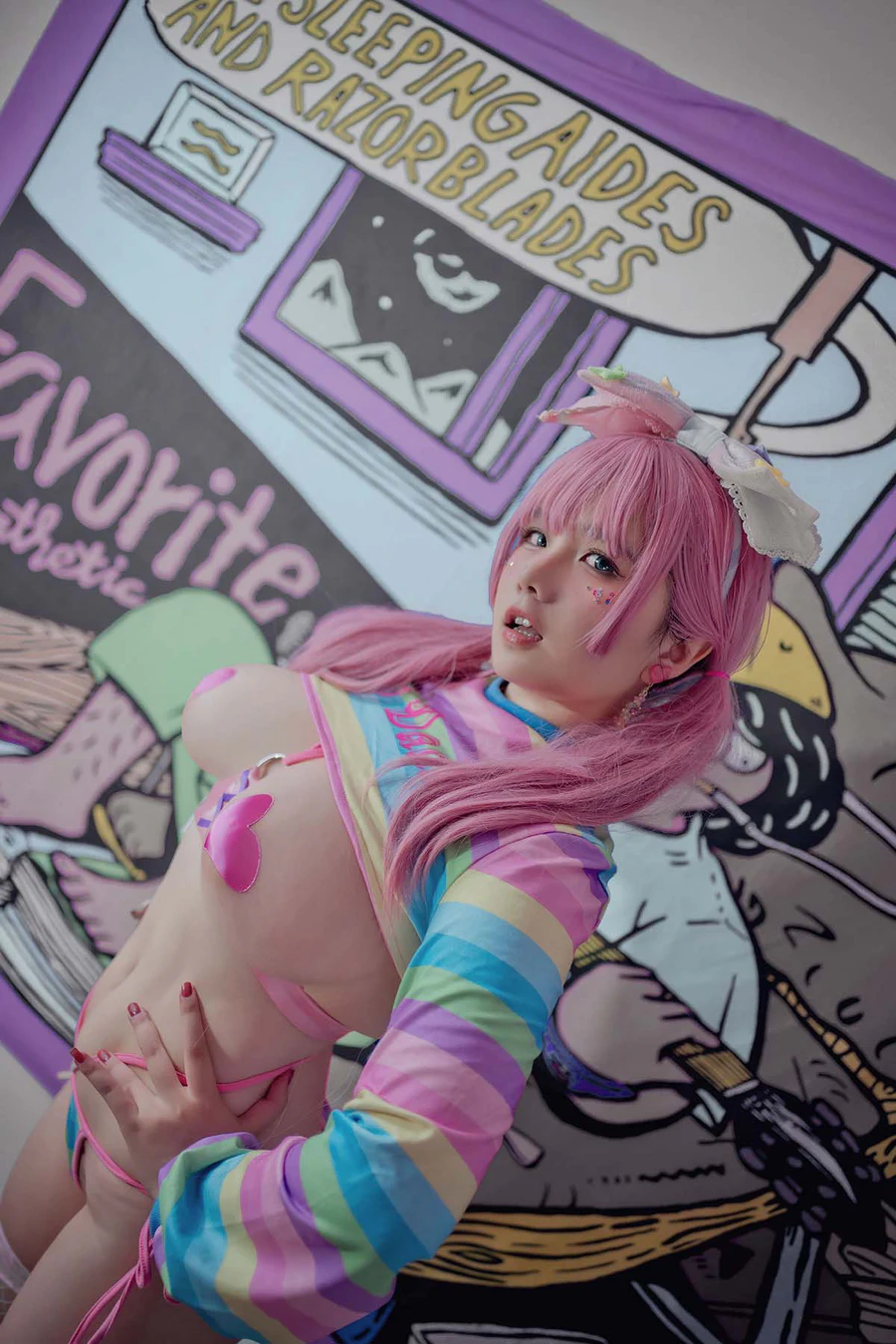 阿半今天很开心 – 粉色双马尾 Cosplay-第1张