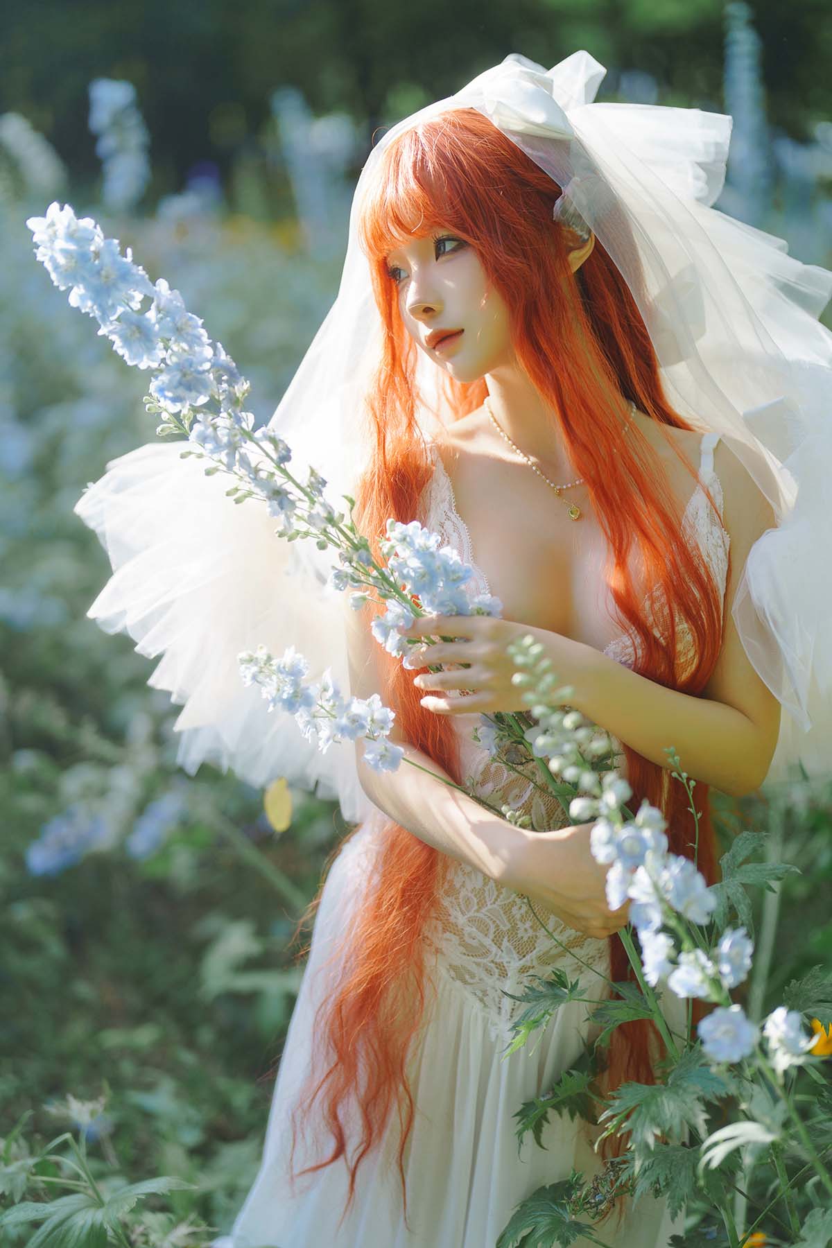 蠢沫沫 – 花丛婚纱 Cosplay-第1张