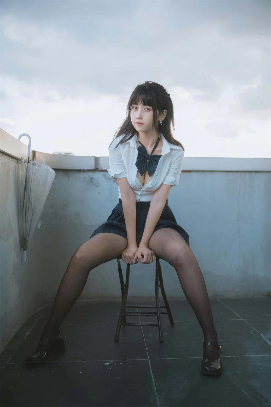 不呆猫 – JK学妹户外 Cosplay-第1张