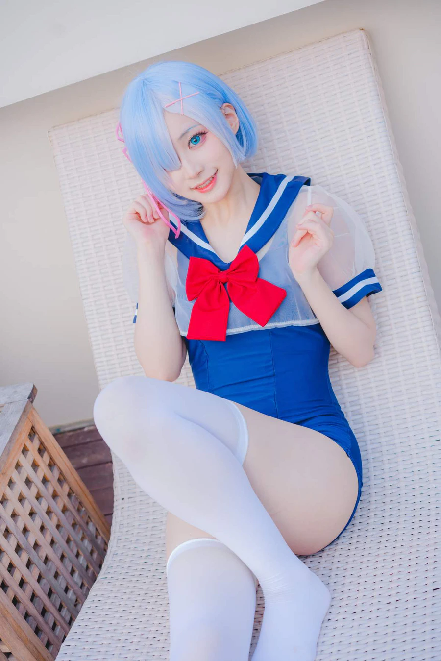 幼愛youmeko – 蕾姆泳装 Cosplay-第1张