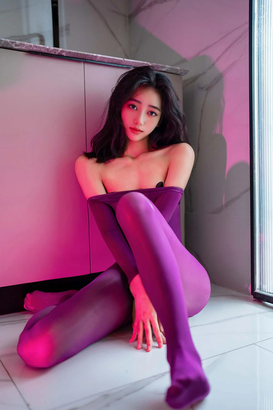 时安安 – 紫色丝袜 JPJX极品精选-第1张