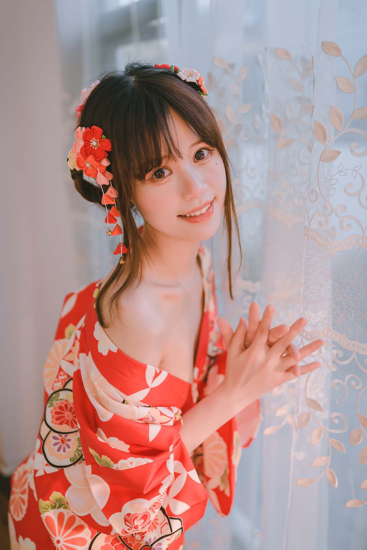 千反田鹿子 – 日常 浴衣室内 Cosplay-第1张