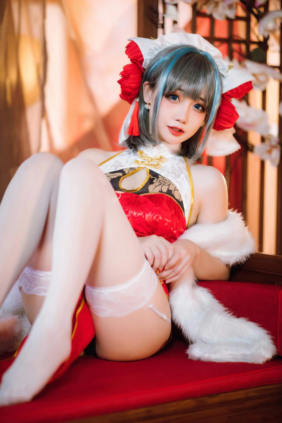 焖焖碳 – 碧蓝航线 柴郡旗袍 Cosplay-第1张