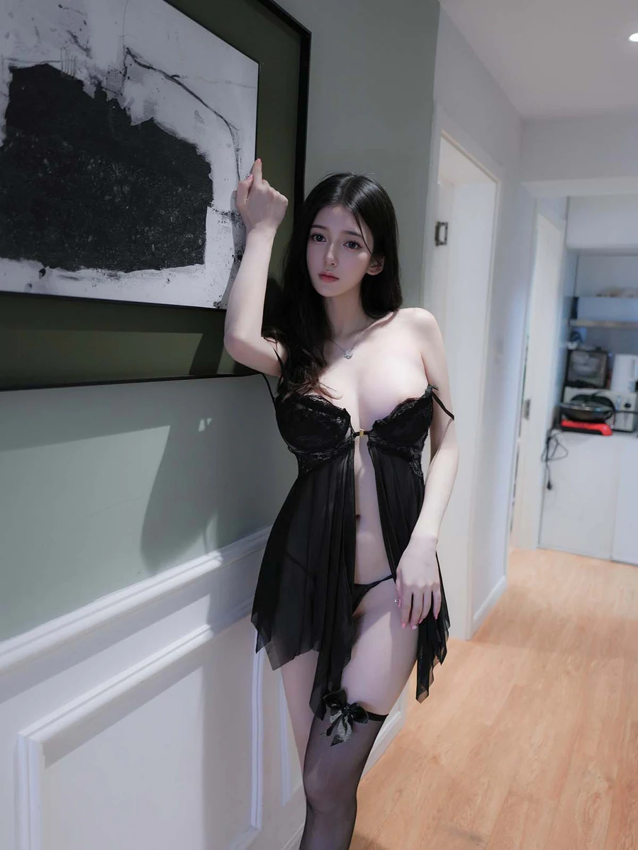 白小蝶 – 黑色睡裙 JPJX极品精选-第1张