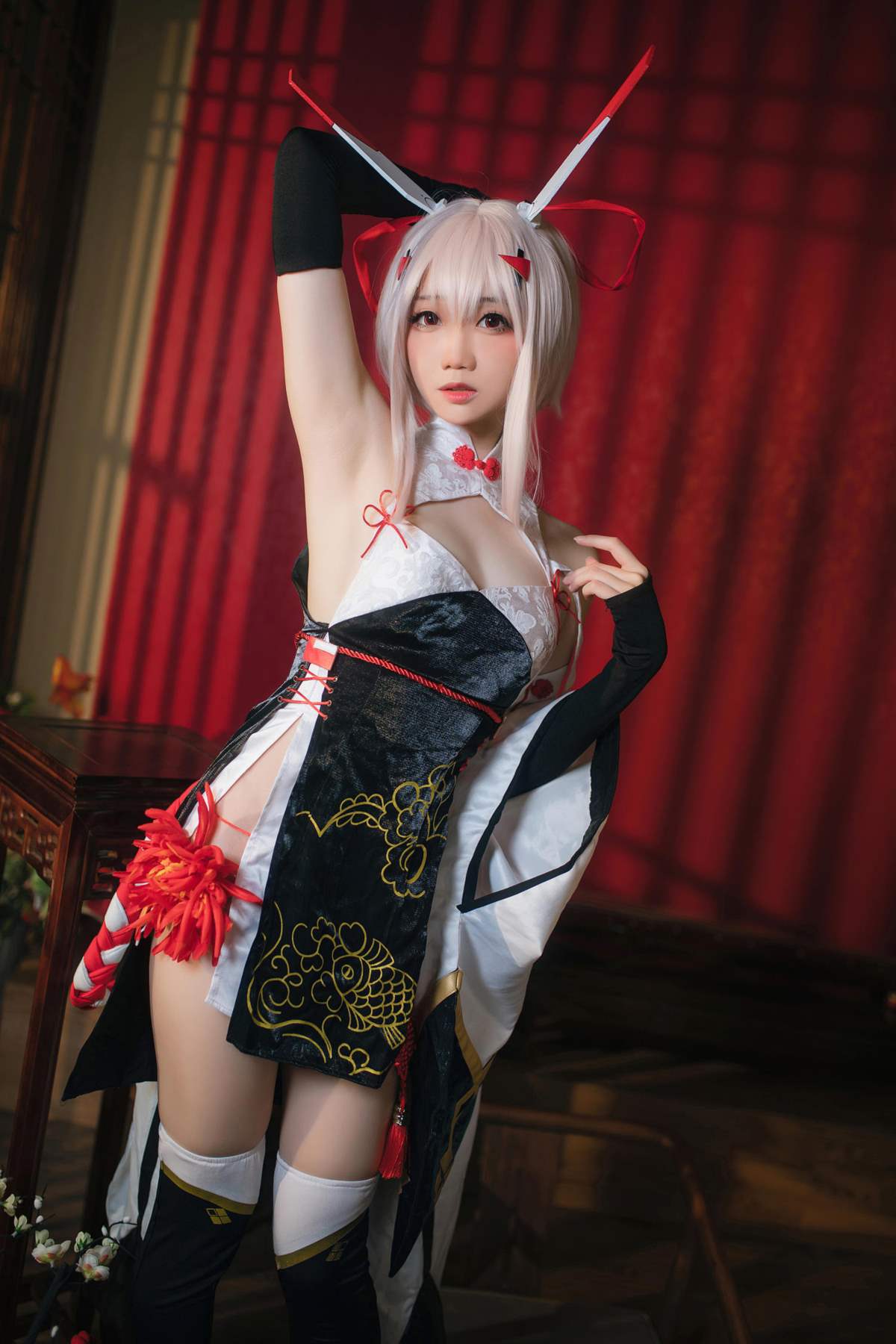 焖焖碳 – 碧蓝航线 绫波旗袍 新岁之鬼神 Cosplay-第1张