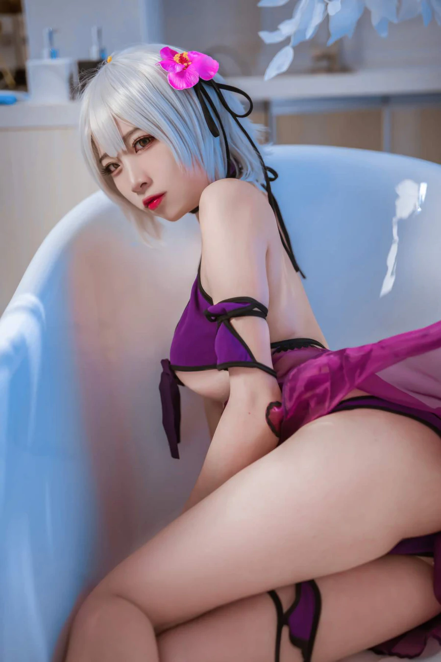 二佐Nisa – FGO 黑贞水着 Cosplay-第1张