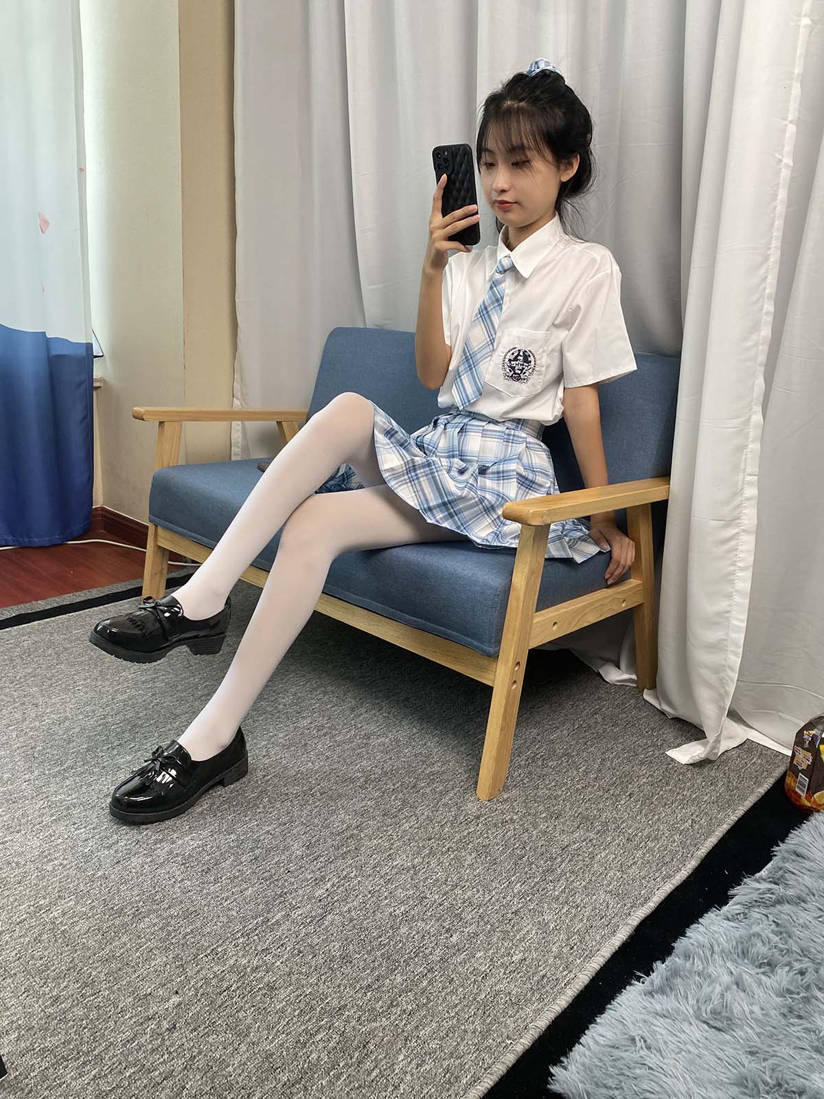 三禾摄影 NO.050 JK套装 白丝 下皮鞋 三禾摄影-第1张