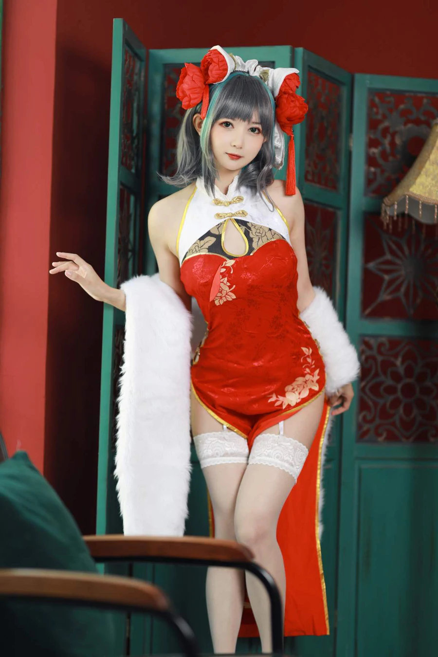 51酱 – 碧蓝航线 柴郡 新春旗袍 Cosplay-第1张