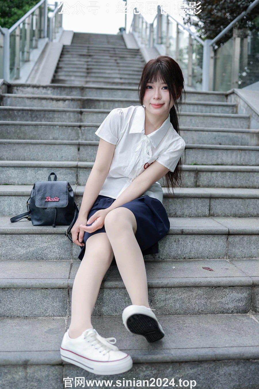 丝恋摄影 NO.016 泡芙-白色衬衫 jk短裙 肉色薄丝 白色帆布鞋 丝恋摄影-第2张