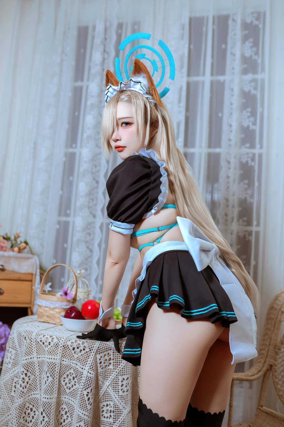 二佐Nisa – 蔚蓝档案 一之濑明日奈 猫耳女仆 Cosplay-第1张