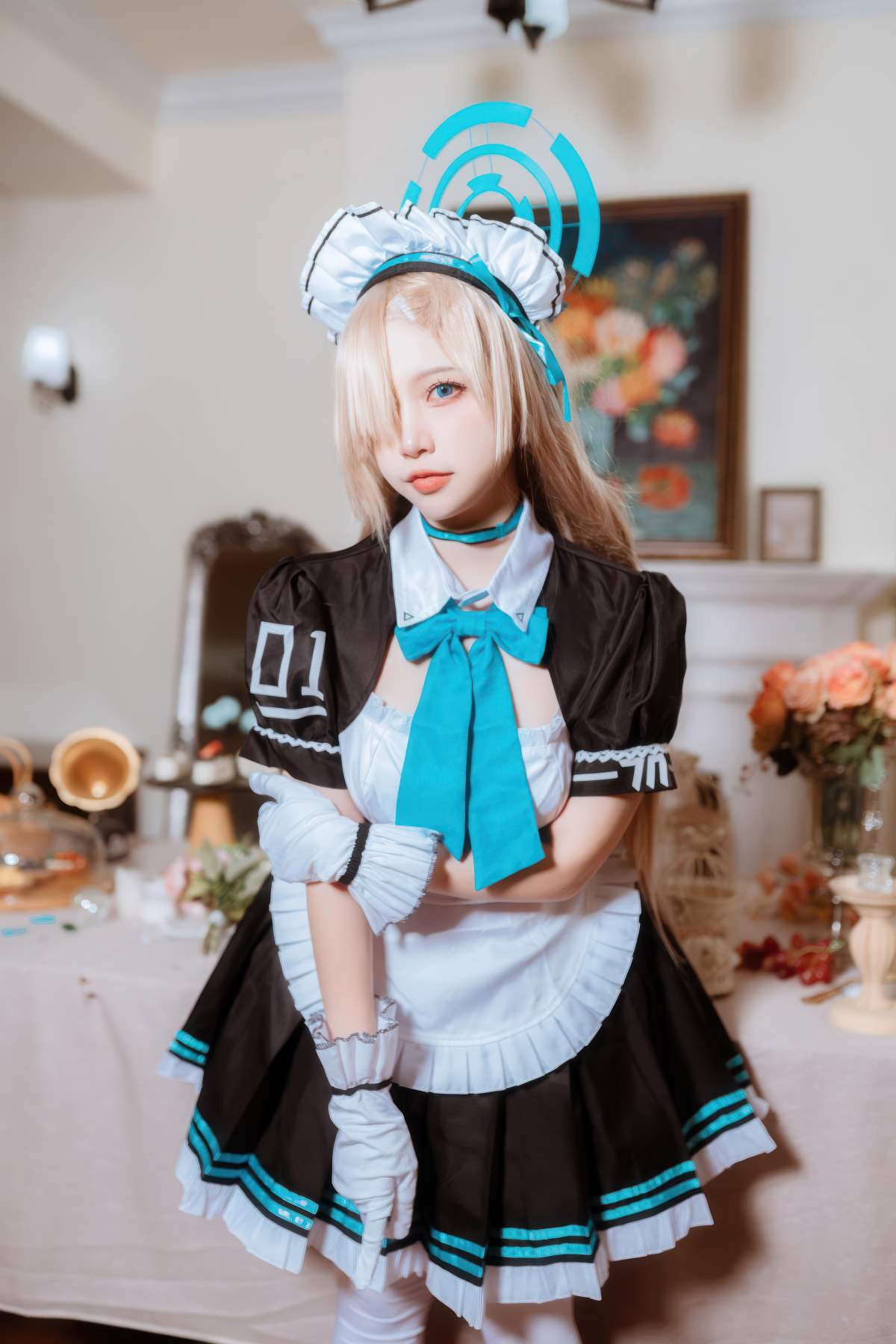 二佐Nisa – 蔚蓝档案 一之濑明日奈 女仆 Cosplay-第1张