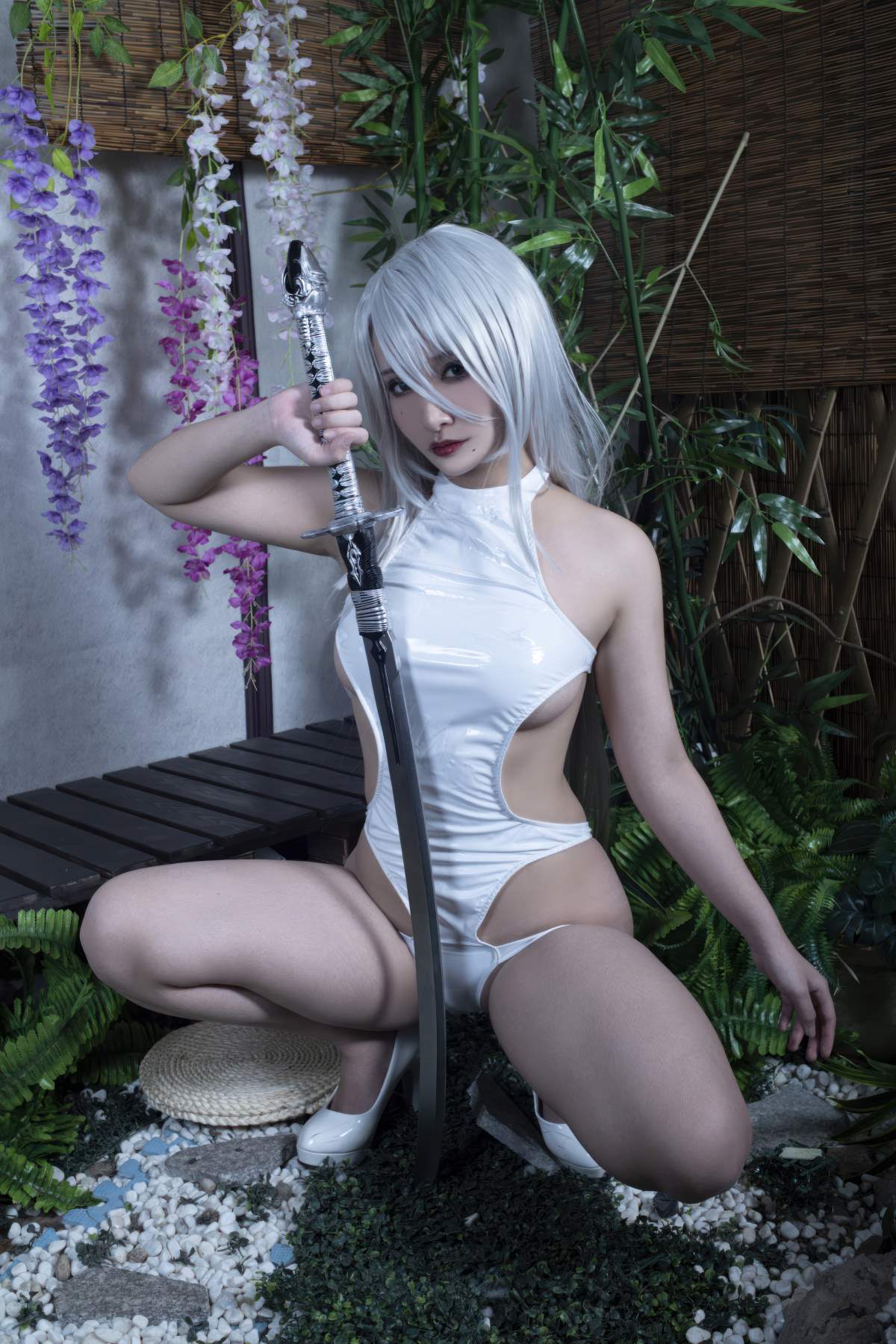 洛璃LoLiSAMA – 尼尔：机械纪元 A2 白色竞泳 Cosplay-第1张