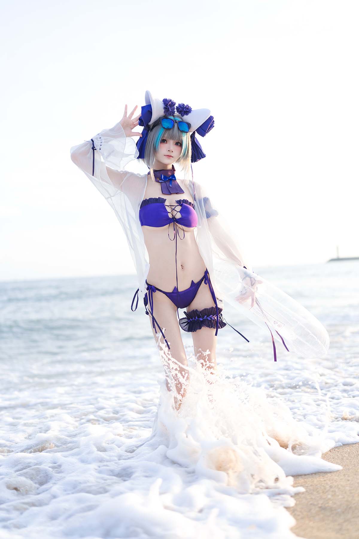 九柒喵 – 碧蓝航线 柴郡泳装 Cosplay-第2张