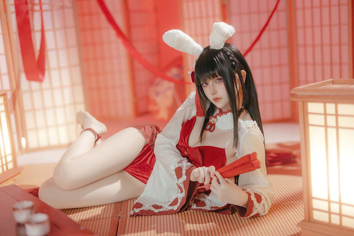 屿鱼 – 碧蓝航线 大山 祈愿的巫女兔 Cosplay-第2张