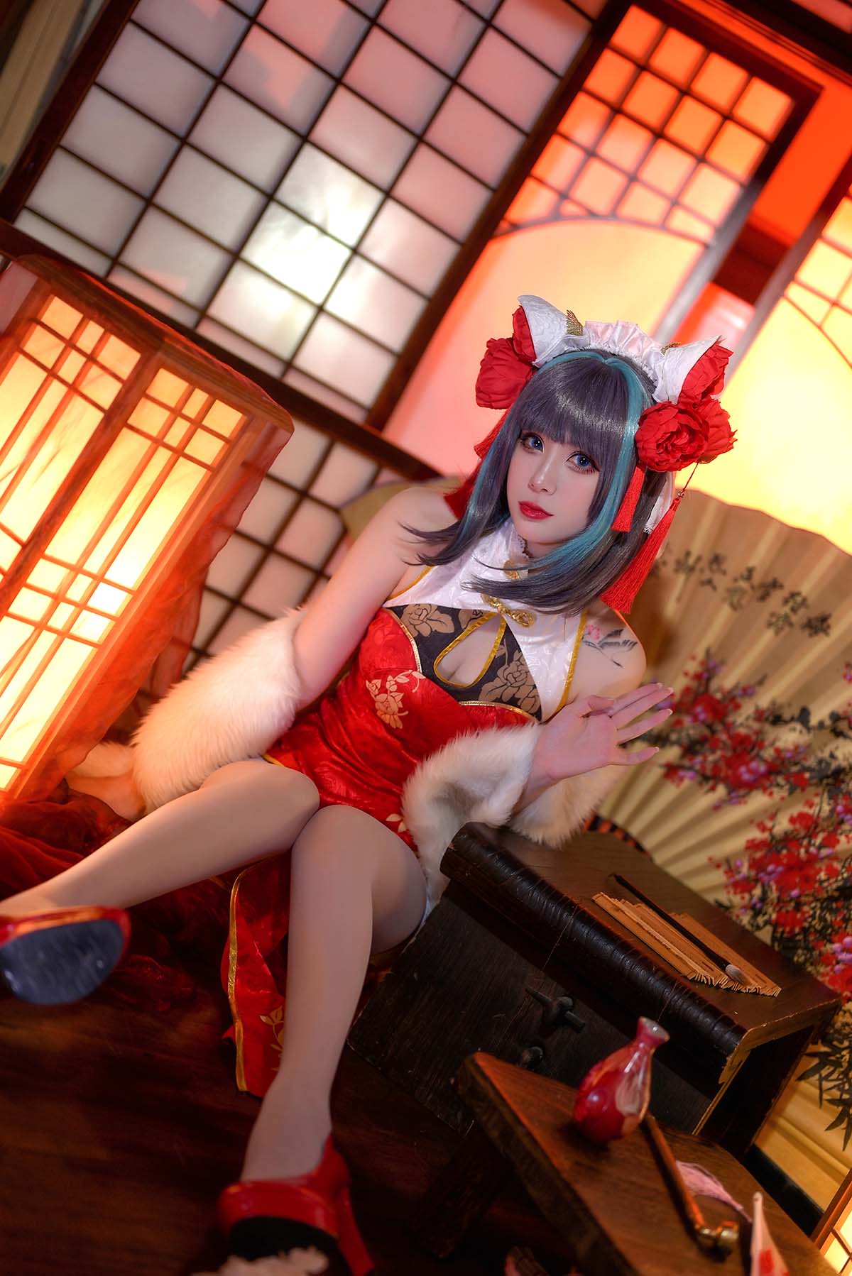 Zaya秋 – 碧蓝航线 柴郡 红旗袍 Cosplay-第1张