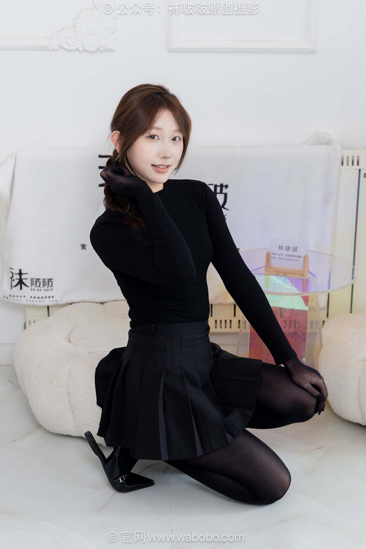 [BoBoSocks袜啵啵]NO.668 香菜-平底鞋、厚黑丝五指袜、黑丝手套 BoBoSocks袜啵啵-第1张