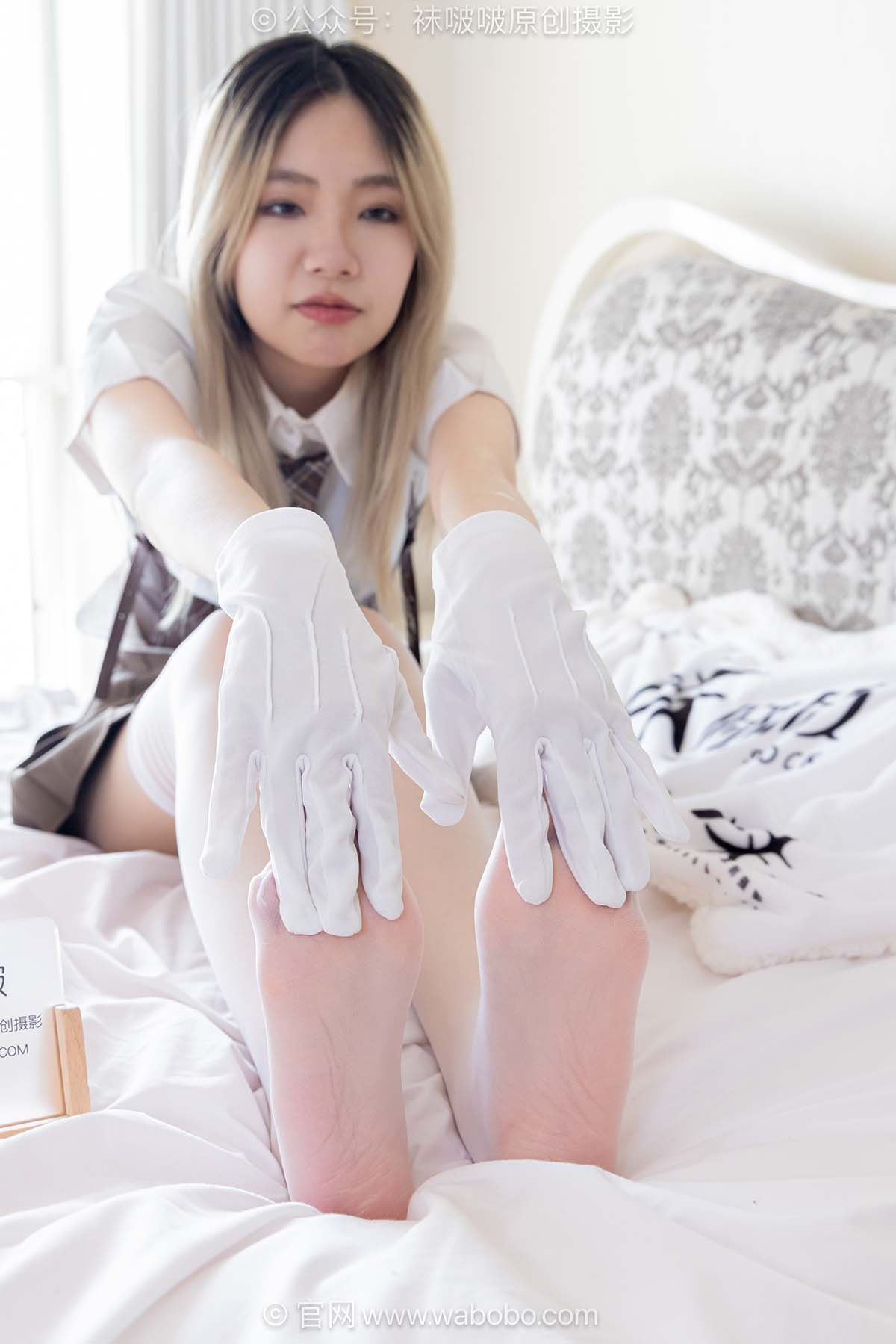 [BoBoSocks袜啵啵]NO.682 小甜豆-高跟鞋、薄白丝大腿袜、印花薄黑丝、白手套 BoBoSocks袜啵啵-第2张