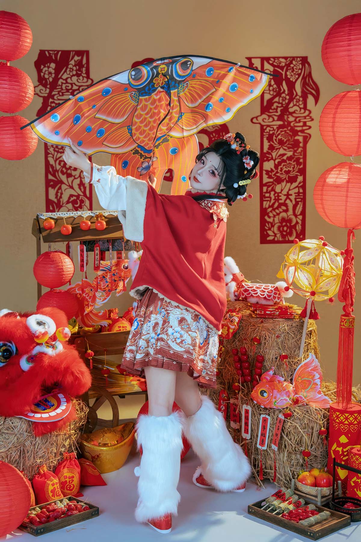 yuuhui玉汇 – 新春特辑 醒狮少女 Cosplay-第1张